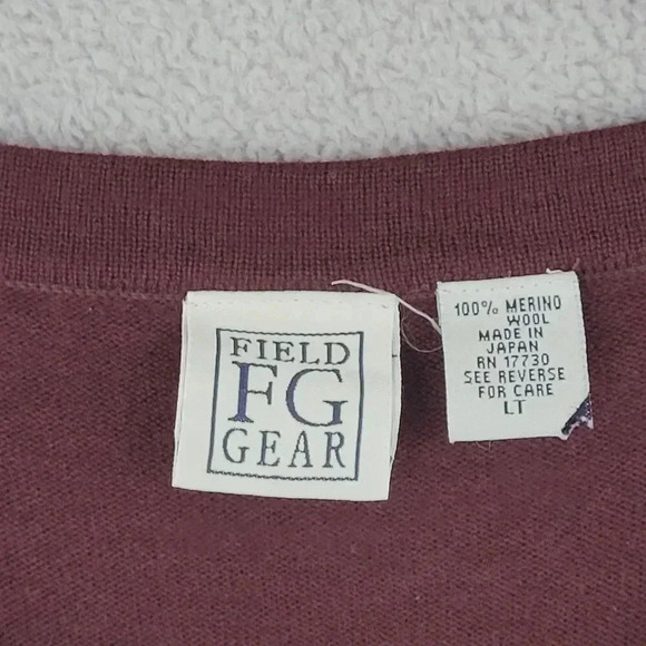 Vtg Field Gear Mens Burgundy 100% Merino Wool Button-Up Vest Large 7PT - Picture 4 of 6